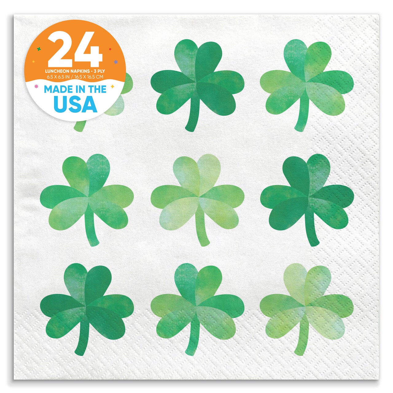 Big Dot of Happiness Shamrock St. Patrick’s Day Napkins, Saint Paddy’s Day Party Decor, White 3-Ply Paper Luncheon Dinner Napkins - 24 Count